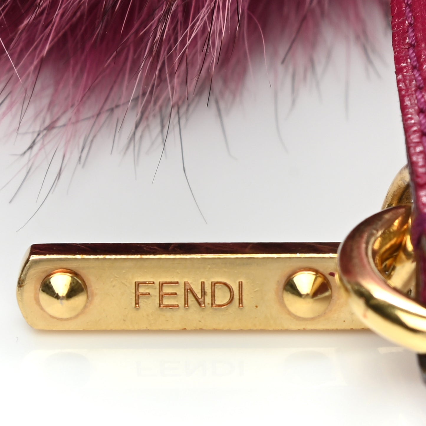 Fox Fur Pom Pom Bag Charm Fuchsia