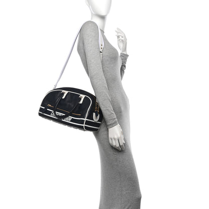 Christian Dior Calfskin Dior Vibe Zip Bowling Bag Blue White 2 of 10