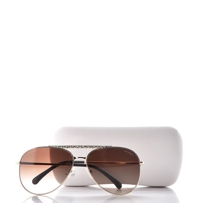 Chanel Aviator Metallic Pilot Sunglasses 4231 Gold 9 of 9