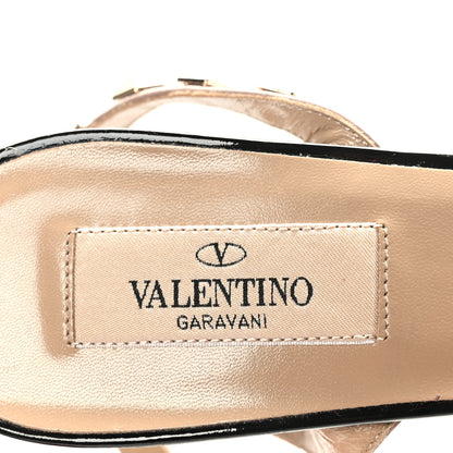 Valentino Garavani Patent Nappa Rockstud Ankle Strap 100mm Sandals 37.5 Black Poudre 6 of 8
