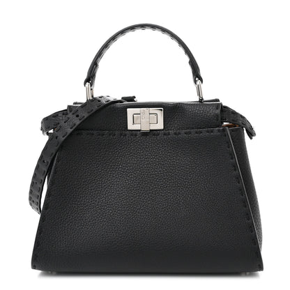 Fendi Cuoio Romano Selleria Bi-Color Mini Peekaboo Iconic Satchel Black Mou 1 of 13