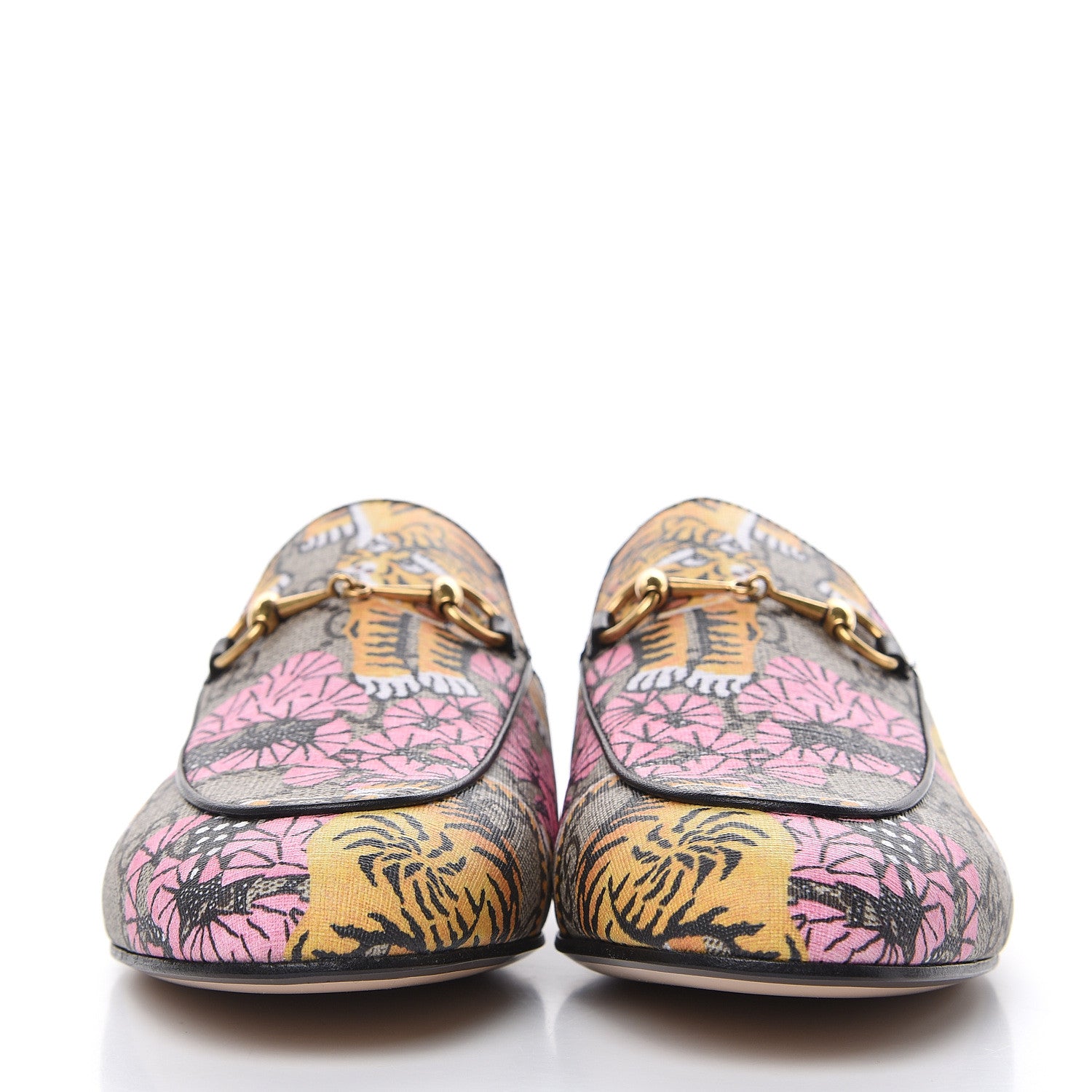 Gucci GG Supreme Monogram Bengal Womens Princetown Slippers 38.5 Beige Crop Pink 2 of 10