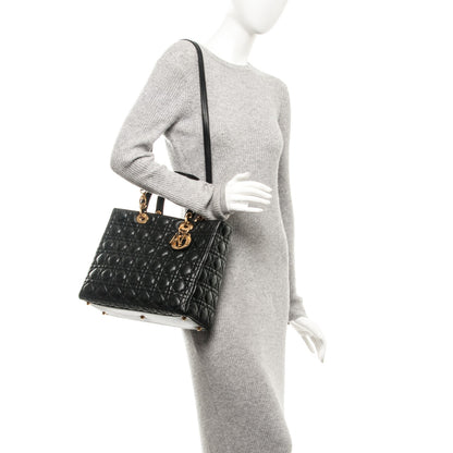Christian Dior Lambskin Cannage Large Lady Dior Black 2 of 7