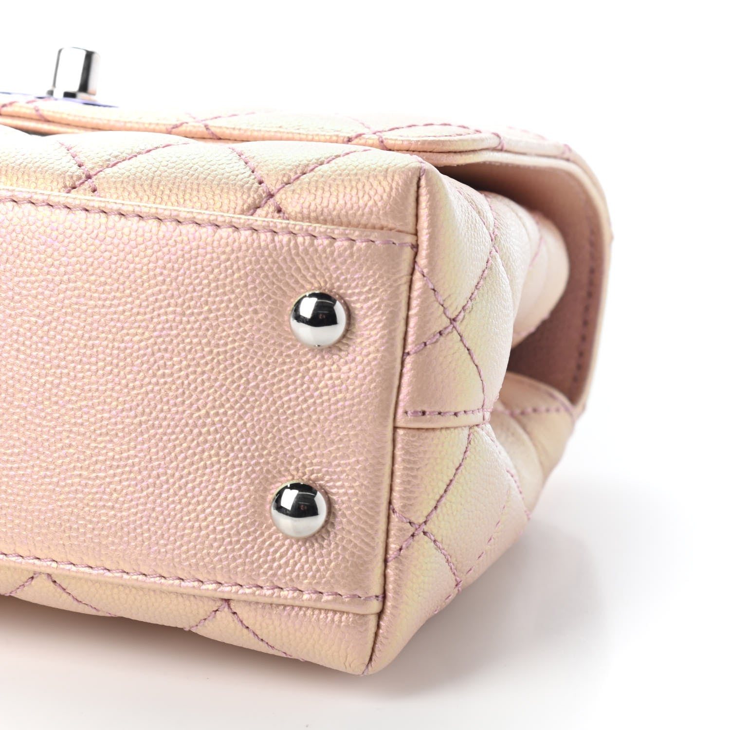 Chanel Iridescent Caviar Quilted Extra Mini Coco Handle Flap Light Pink 9 of 9