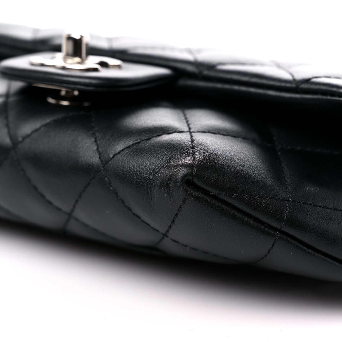 Calfskin Quilted CC Uniform Flap Belt Bag Black