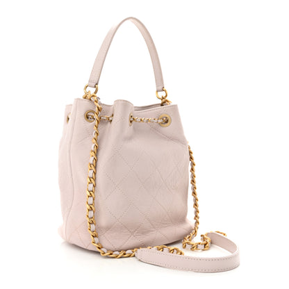 Chanel Shiny Lambskin Quilted Fashion Therapy Bucket Drawstring Bag Light Pink 3 of 12