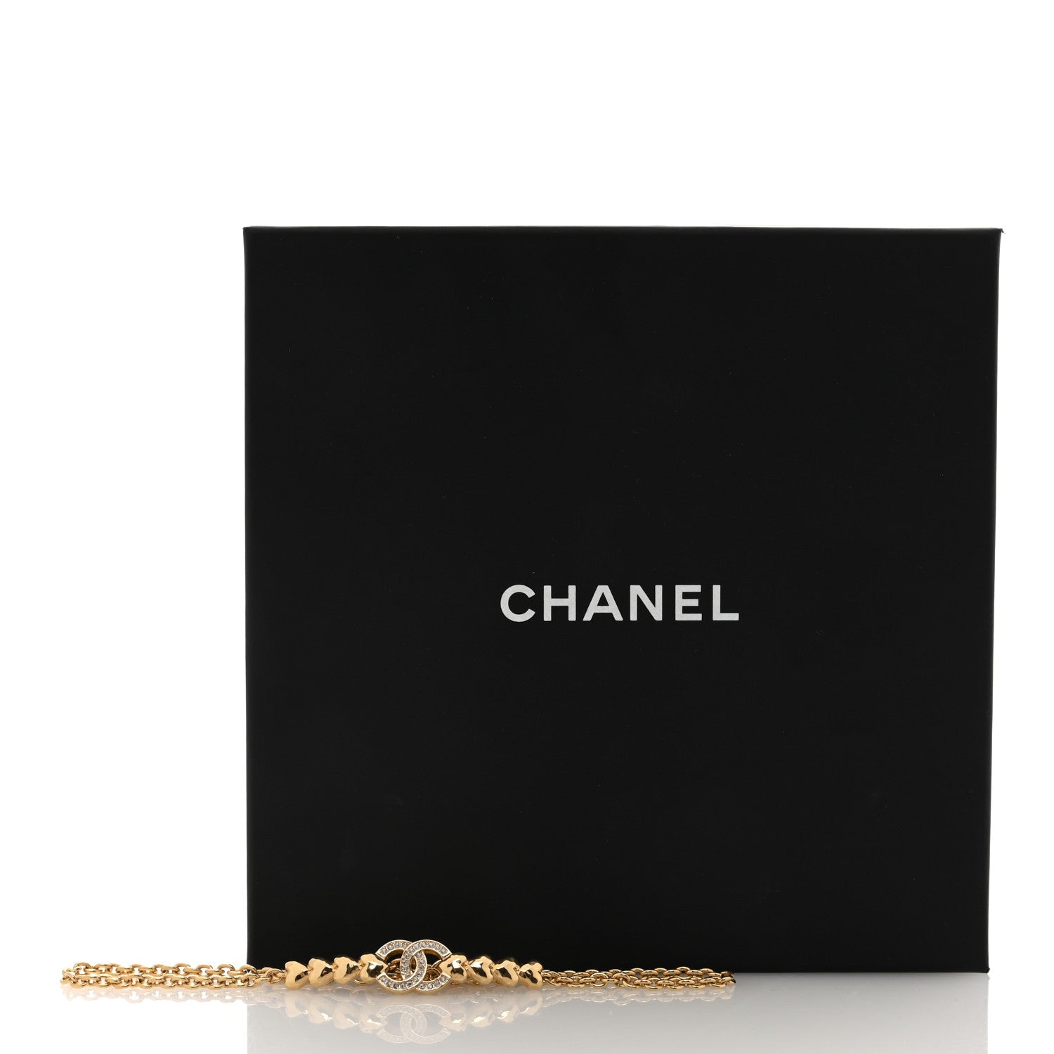 Chanel Crystal CC Heart Link Choker Necklace Gold 5 of 5