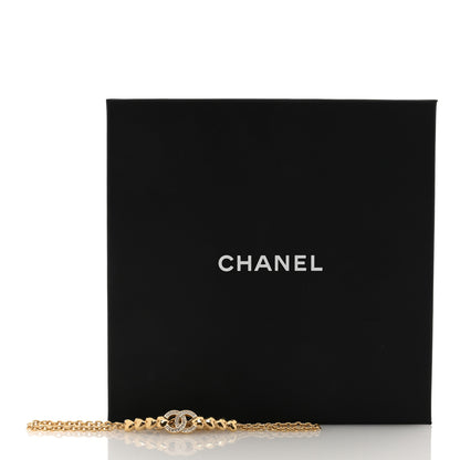 Chanel Crystal CC Heart Link Choker Necklace Gold 5 of 5