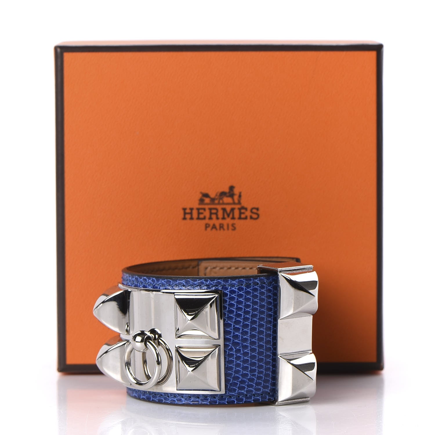 Hermes Lizard Collier De Chien CDC Bracelet T2 Bleu Saphir 6 of 8