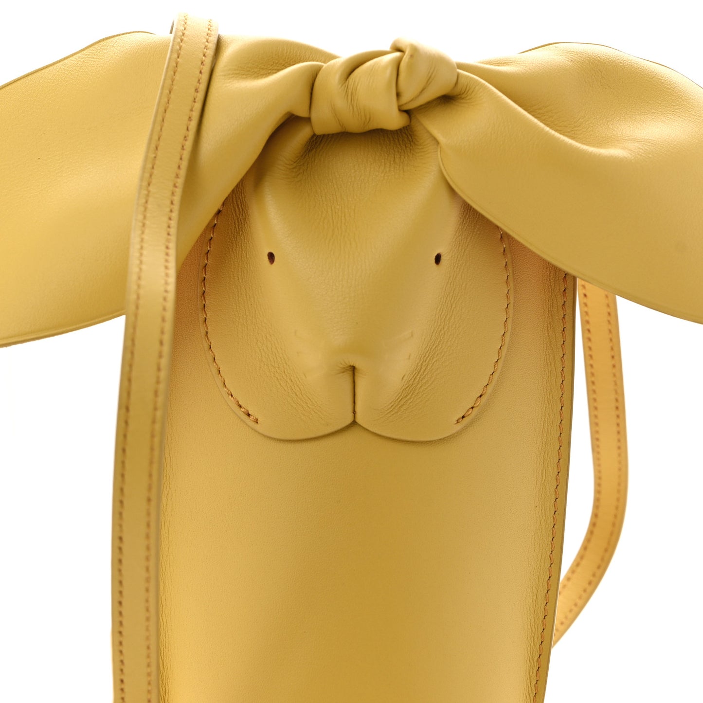 Calfskin Bunny Pouch Crossbody Bag Mustard