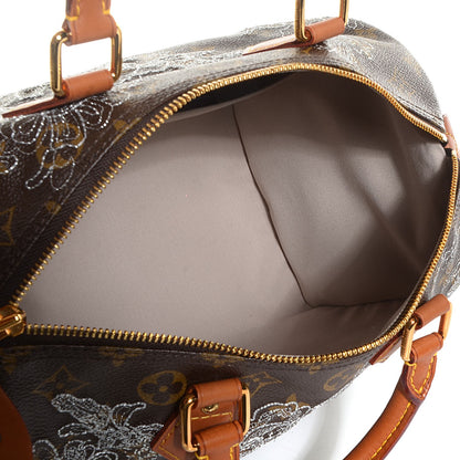 Louis Vuitton Monogram Dentelle Speedy 30 Silver 5 of 7