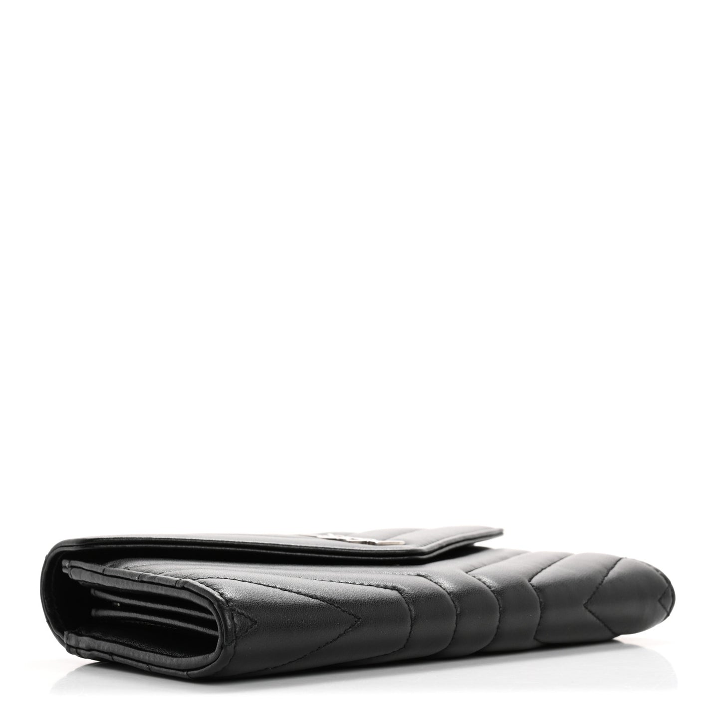Lambskin Y Quilted Monogram Large Loulou Flap Wallet Black