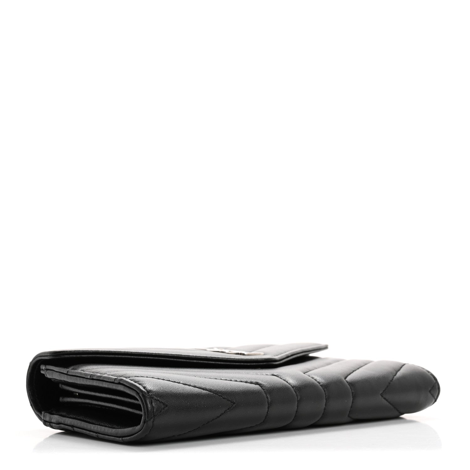 Saint Laurent Lambskin Y Quilted Monogram Large Loulou Flap Wallet Black 4 of 13