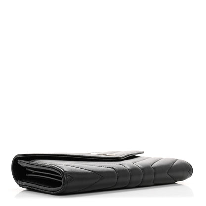 Saint Laurent Lambskin Y Quilted Monogram Large Loulou Flap Wallet Black 4 of 13