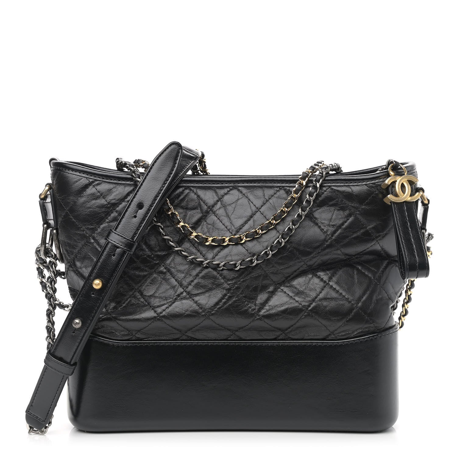 Chanel Aged Calfskin Quilted Medium Gabrielle Hobo Black 1 of 10