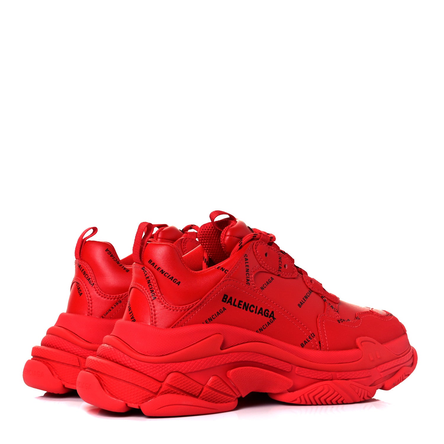 Balenciaga Technical Fabric Mesh Allover Logo Mens Triple S Sneakers 40 Red Black 4 of 8