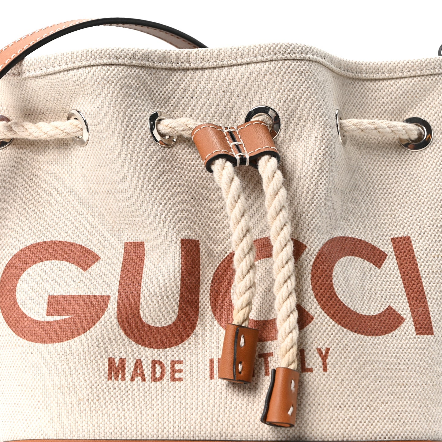 Canvas Supreme Monogram Reversible Bucket Bag Beige