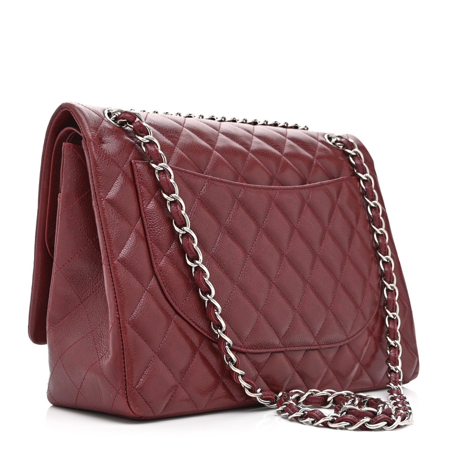 Chanel Caviar Quilted Maxi Double Flap Dark Red 3 of 10