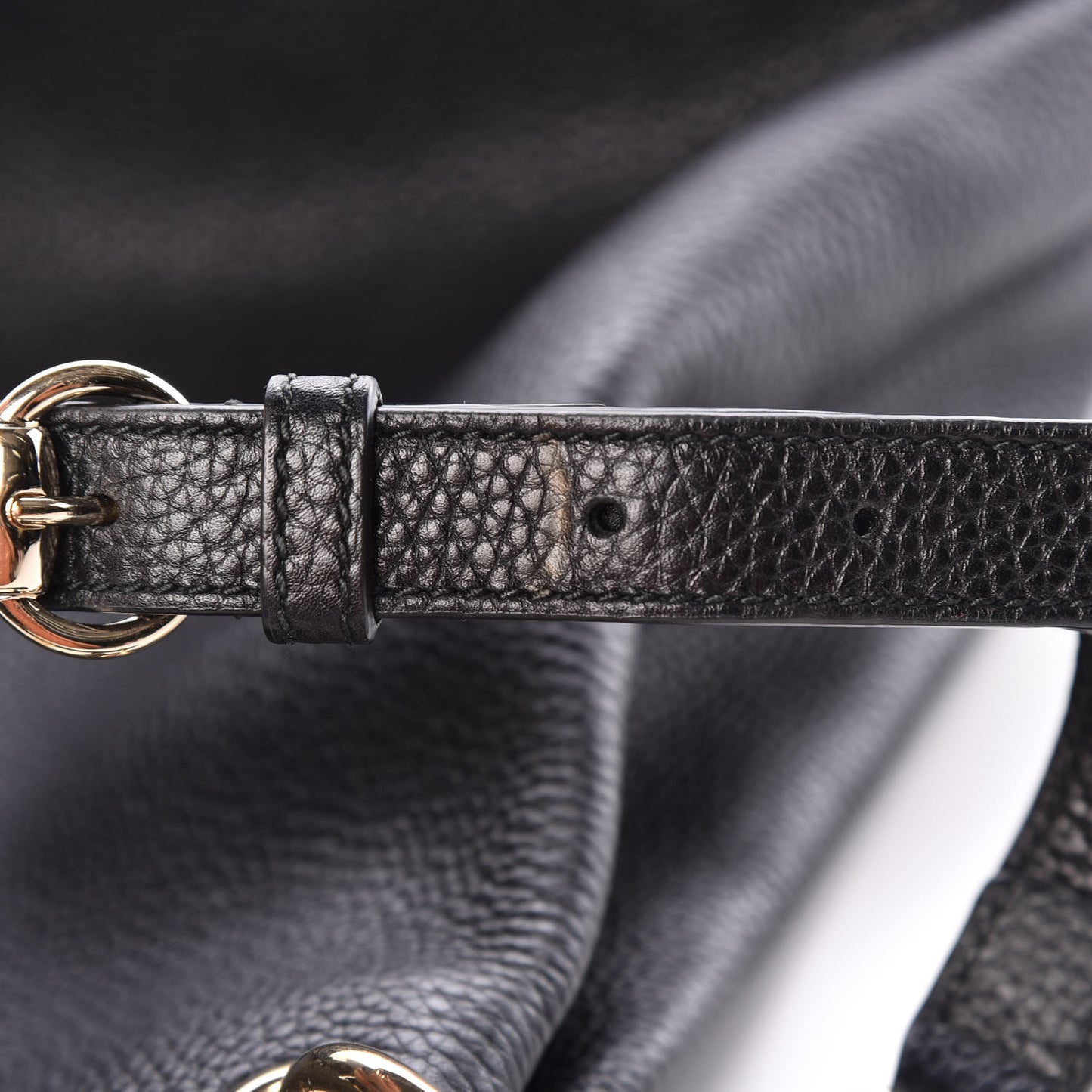 Pebbled Calfskin Large Soho Hobo Black
