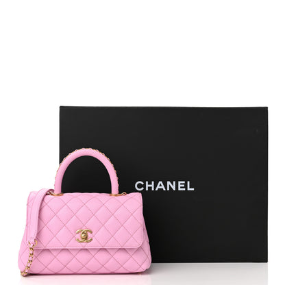 Chanel Caviar Quilted Mini Coco Chain Handle Flap Pink 10 of 10
