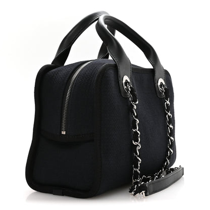 Chanel Mixed Fibers Deauville Bowling Bag Black 3 of 11