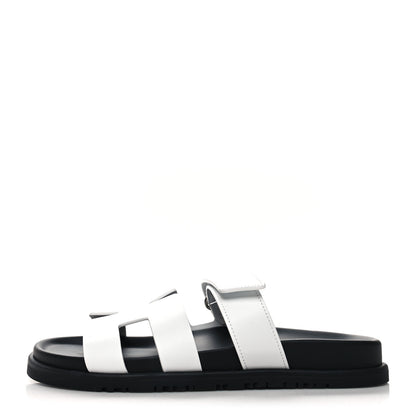 Hermes Calfskin Womens Chypre Sandals 38.5 White 1 of 9
