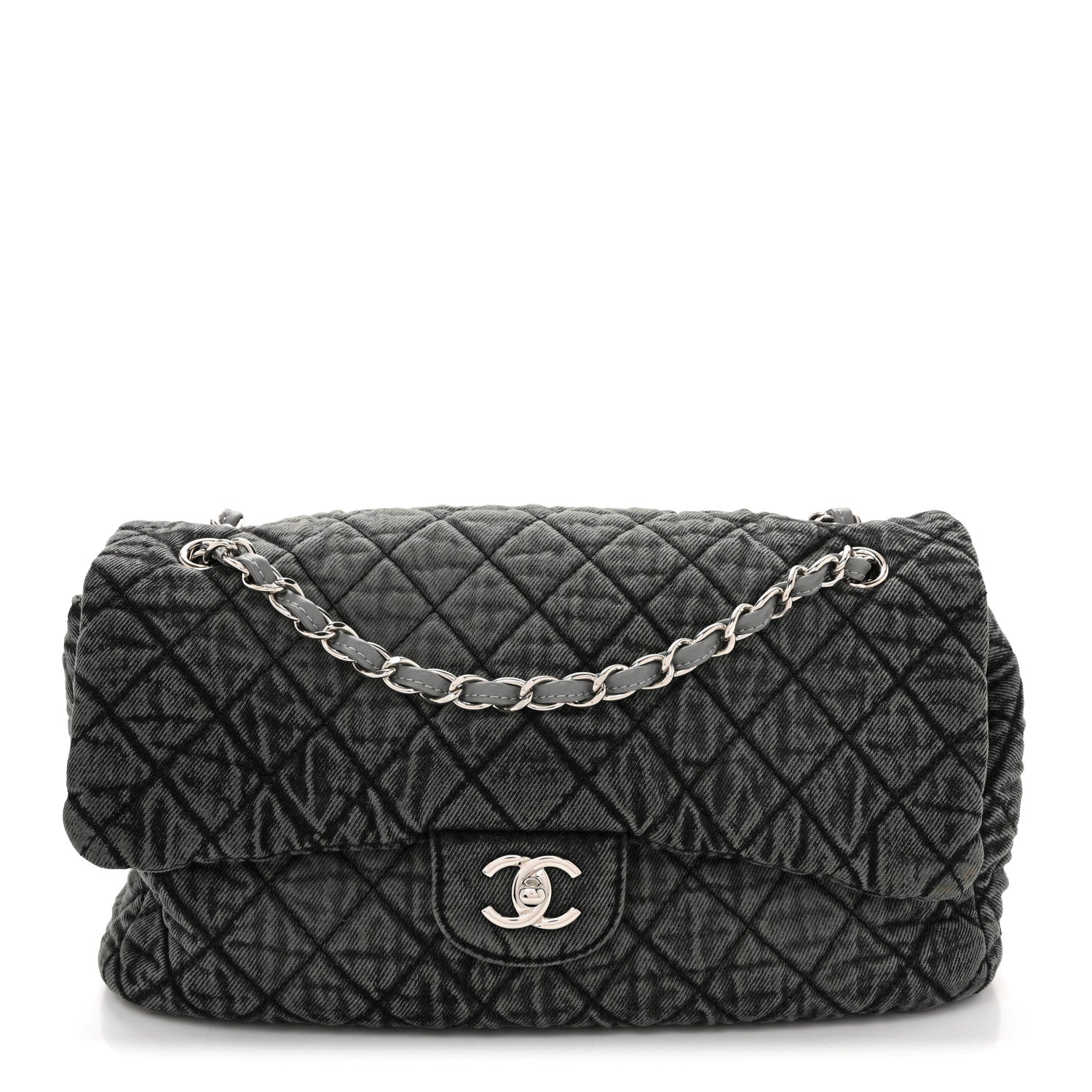 Chanel Denim Quilted Denimpression Flap Grey Black 1 of 11