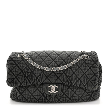 Chanel Denim Quilted Denimpression Flap Grey Black 1 of 11