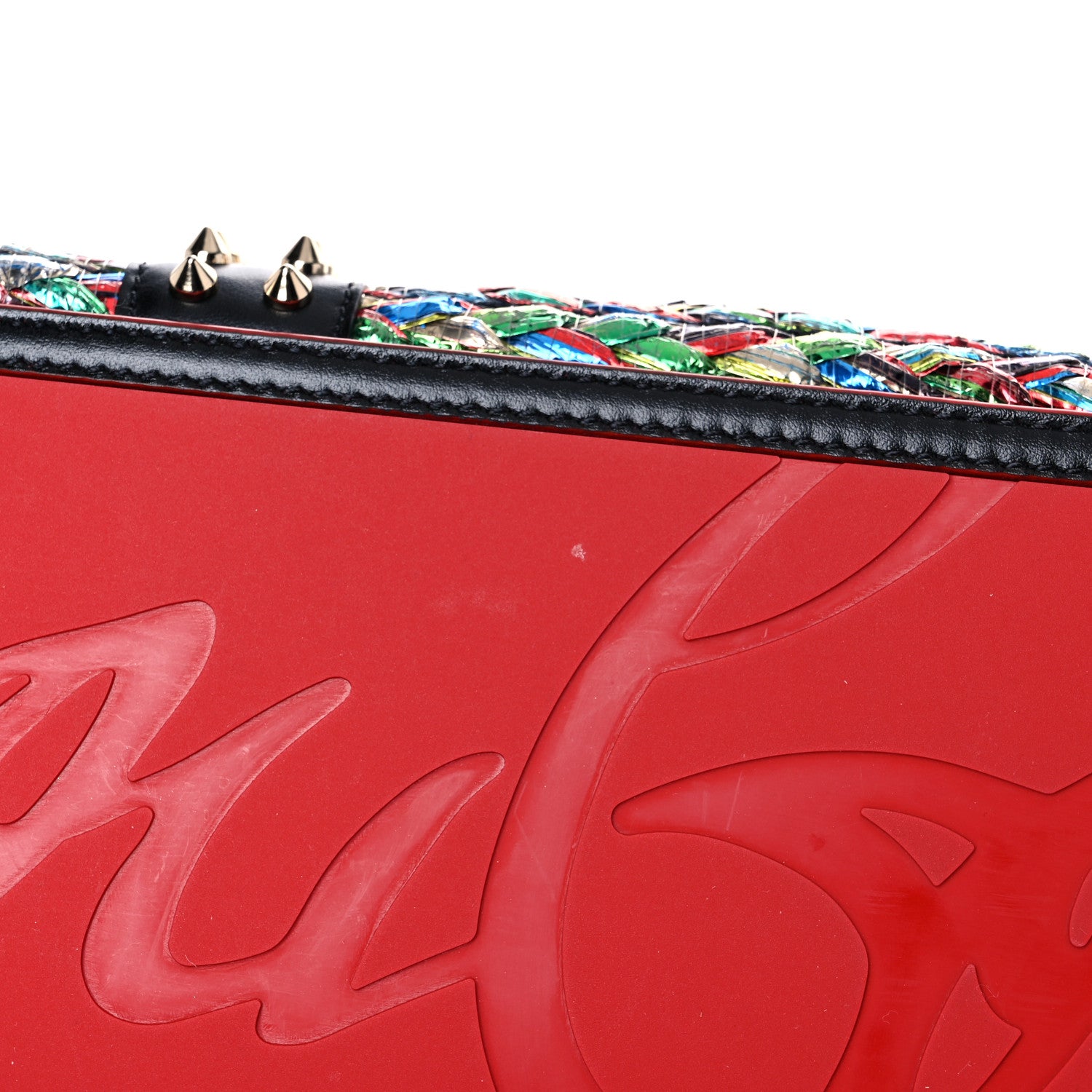 Christian Louboutin Calfskin Metallic Straw Spikes East West Cabata Tote Multicolor 14 of 24