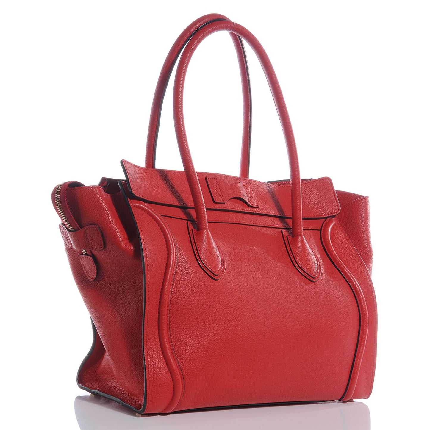 Drummed Leather Shoulder Luggage Red