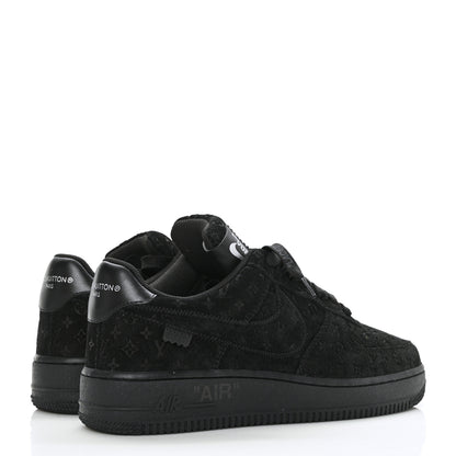 Louis Vuitton X NIKE AIR FORCE 1 Suede Calfskin Monogram Mens Low Top Sneakers 7 Black 4 of 10