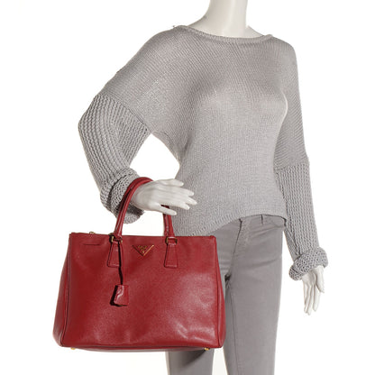 Prada Saffiano Lux Large Double Zip Tote Fuoco 2 of 11