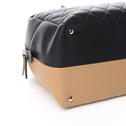 Chanel Calfskin Quilted Bi-Color Feather Weight Bowling Bag Black Beige 8 of 10