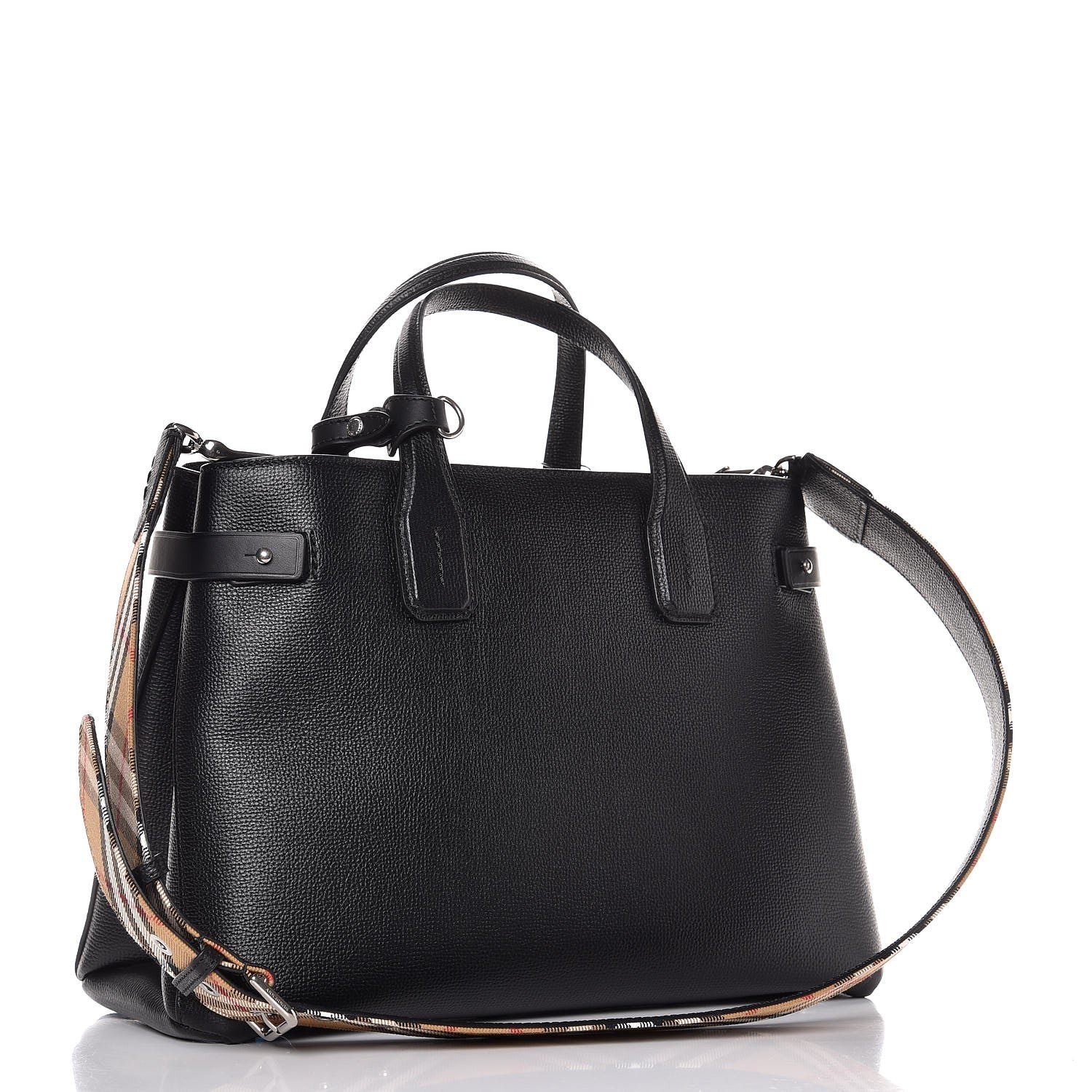 Burberry Derby Calfskin House Check Medium Banner Tote Black 3 of 8