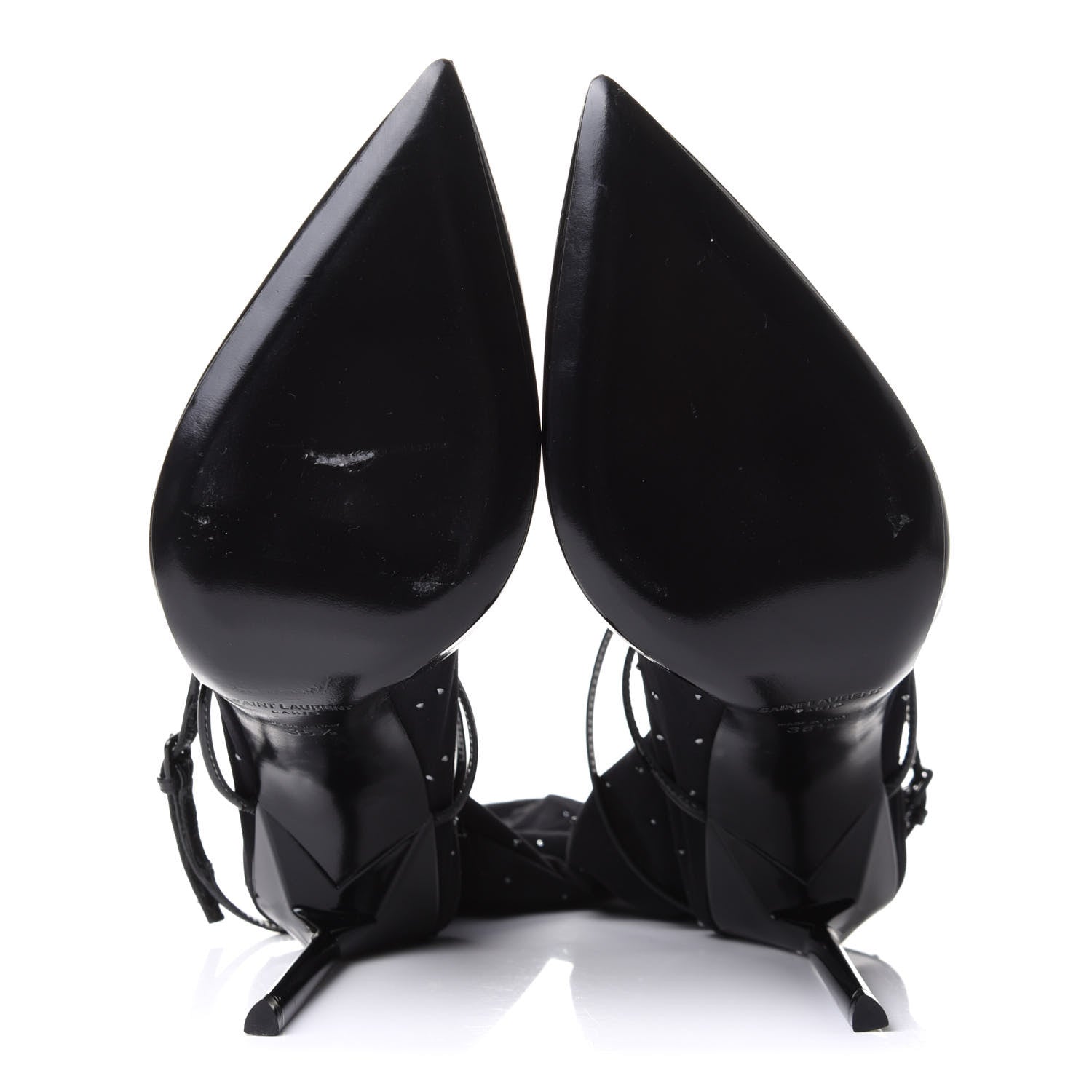 Saint Laurent Patent Calfskin Edie Studded Sock Pumps 35.5 Black 5 of 11