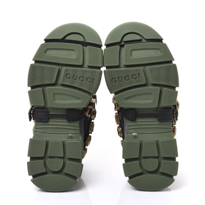 Gucci X SEGA Mesh Suede Calfskin Removable Crystals Flashtrek Sneakers 36 Loess Black Olive Green 5 of 8