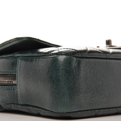 Chanel Glazed Calfskin Quilted Medium Duo Color Flap Dark Green 10 of 11
