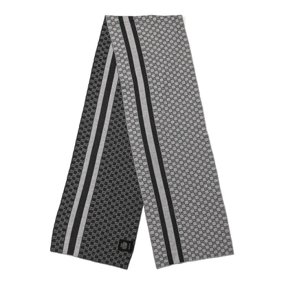 Gucci Wool Tricot GG Monogram Web New Lunicart Scarf Zinc Medium Grey 2 of 3