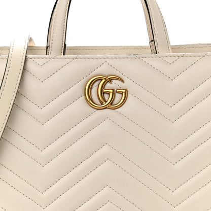 Gucci Calfskin Matelasse Small GG Marmont Tote White 13 of 13
