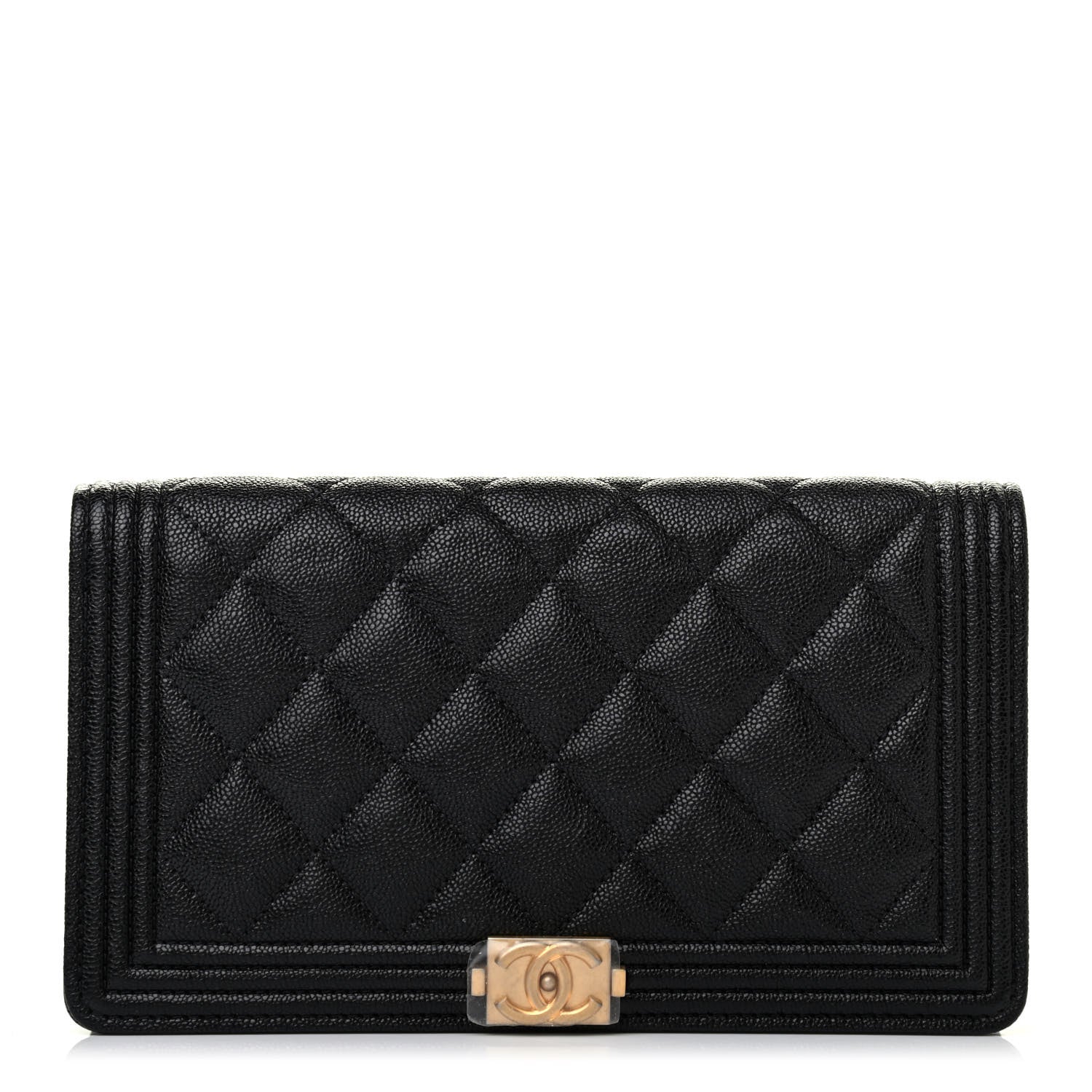 Chanel Caviar Quilted Boy Yen Wallet Black 1 of 8