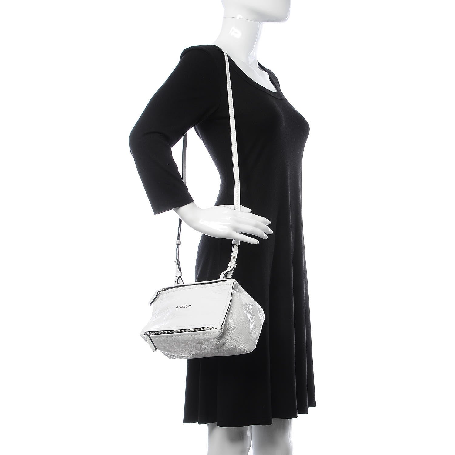 Givenchy Crinkled Patent Deerskin Mini Pandora White 2 of 8