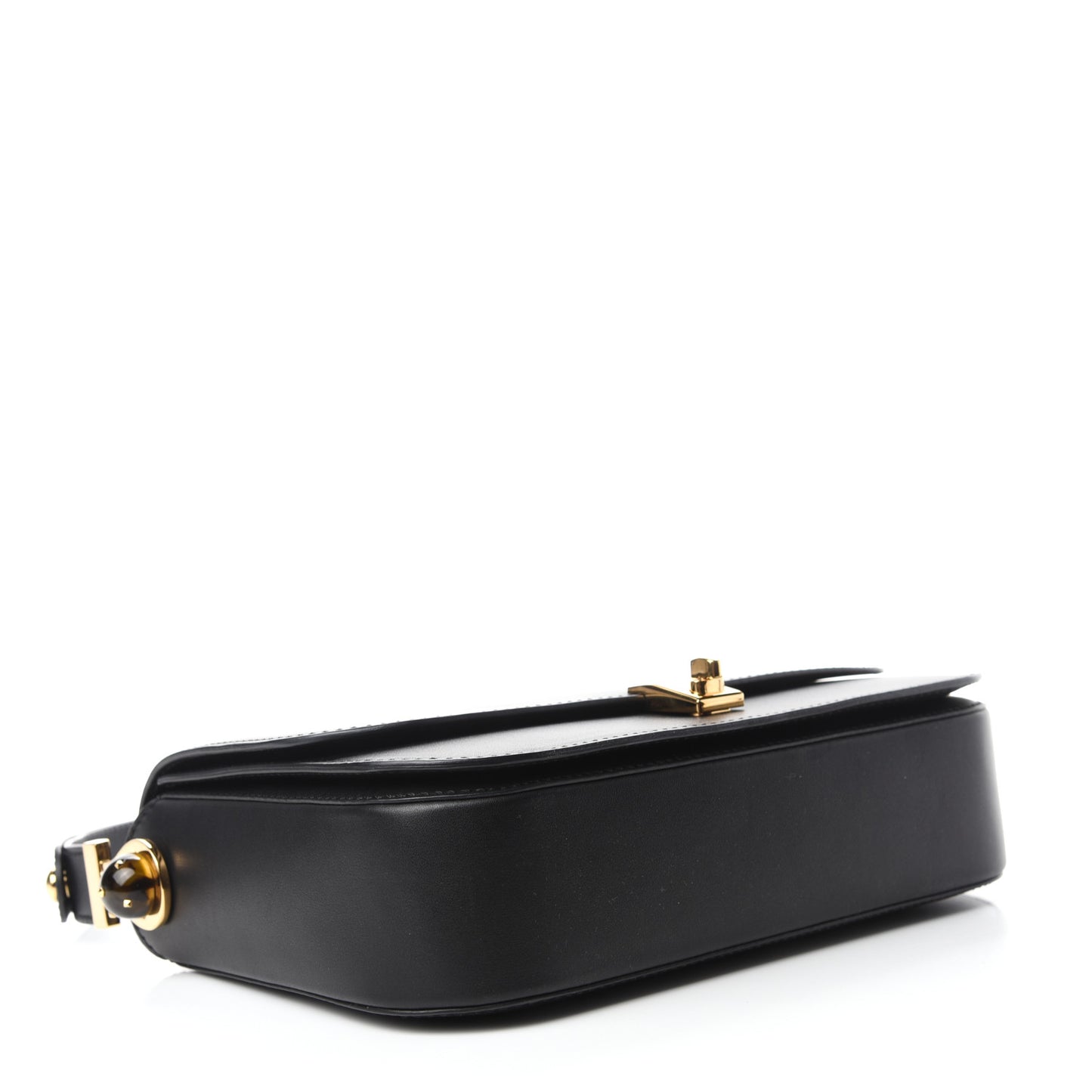 Vitello Turnlock Flap Shoulder Bag Black