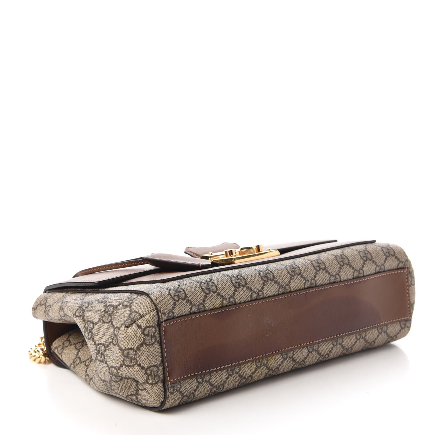 Gucci GG Supreme Monogram Calfskin Padlock Slip Pocket Shoulder Bag Beige Cuir 5 of 13