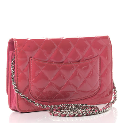 Chanel Patent Calfskin Quilted Wallet On Chain WOC Pink 3 of 11