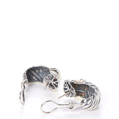 David Yurman Sterling Silver 14K Gold Thoroughbred Shrimp Earrings 3 of 4