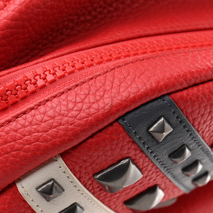 MCM Calfskin Studded Small Logo Backpack Red 13 of 14
