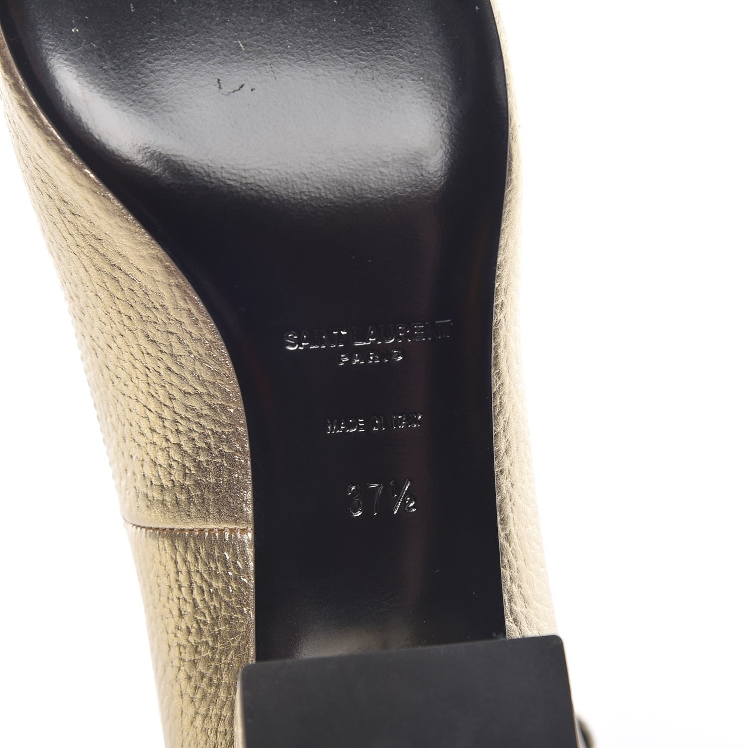 Saint Laurent Metallic Calfskin Babies 40 Ankle Strap Pumps 37.5 Platino 6 of 9