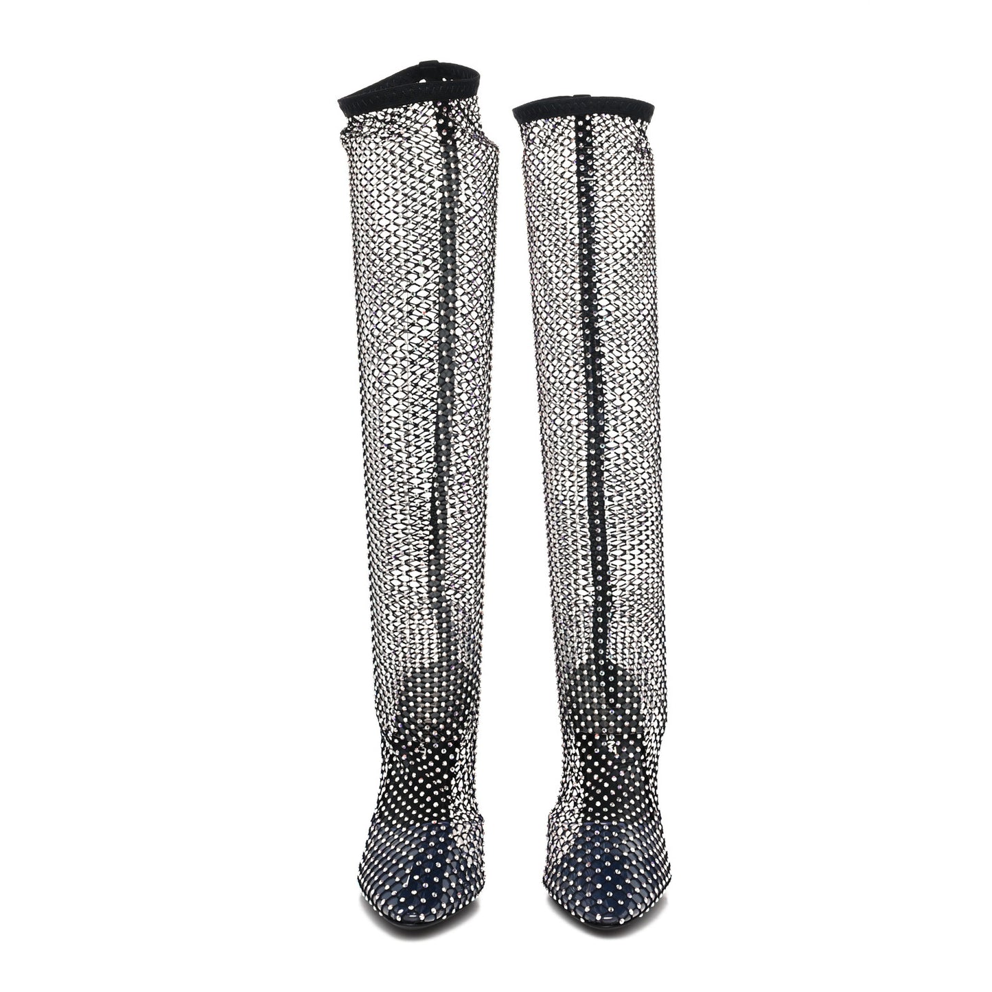 Mesh Crystal 68 Knee High Boots 37.5 Black