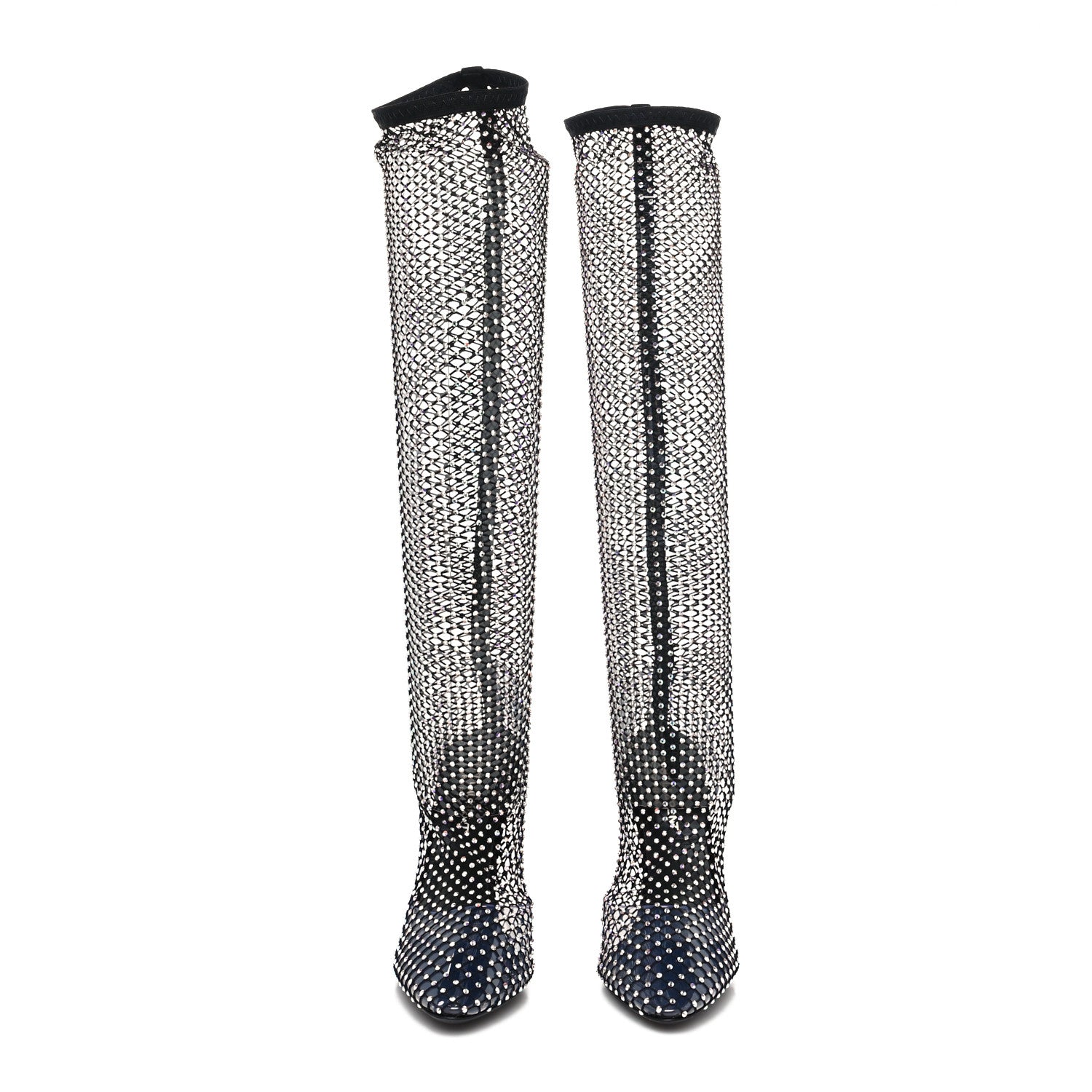 Saint Laurent Mesh Crystal 68 Knee High Boots 37.5 Black 2 of 8