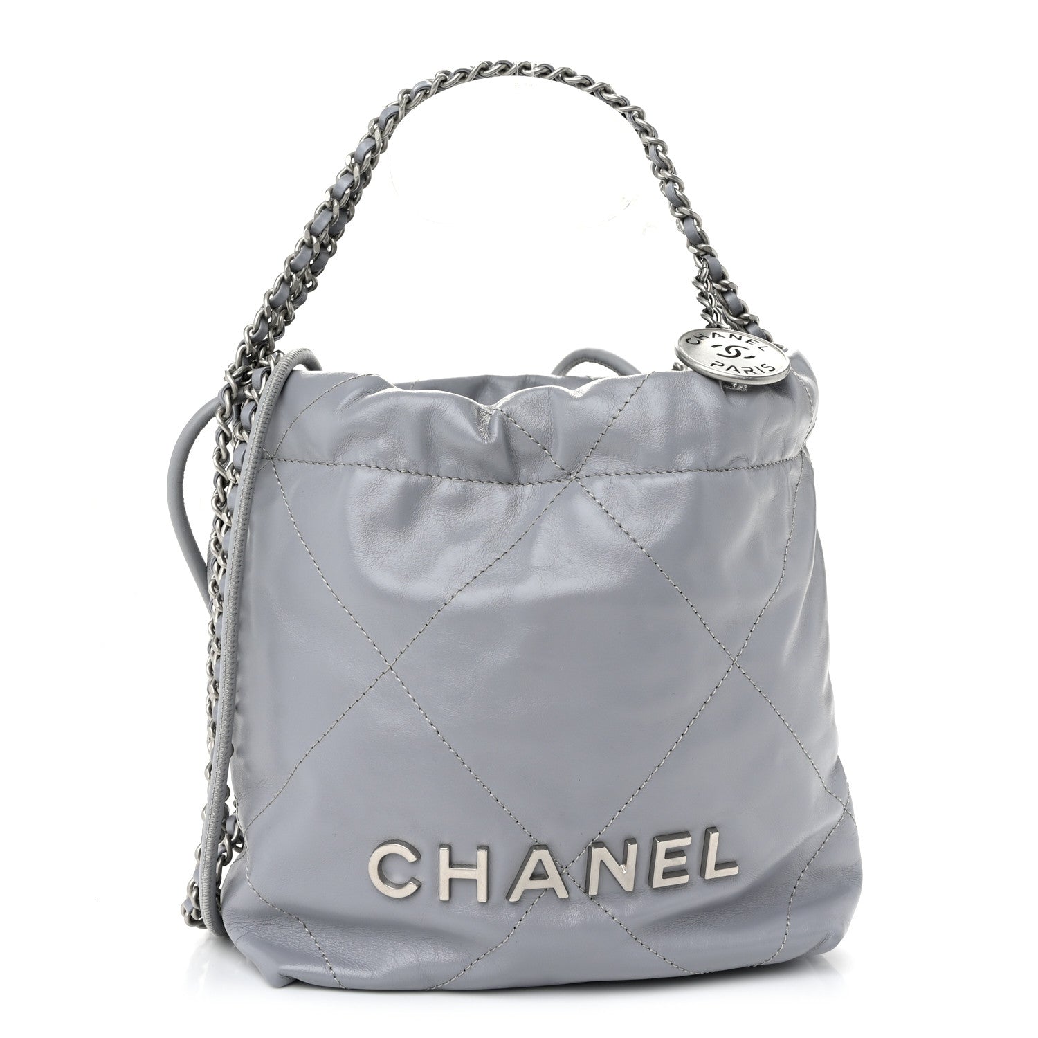 Chanel Shiny Calfskin Quilted Mini Chanel 22 Grey 1 of 11
